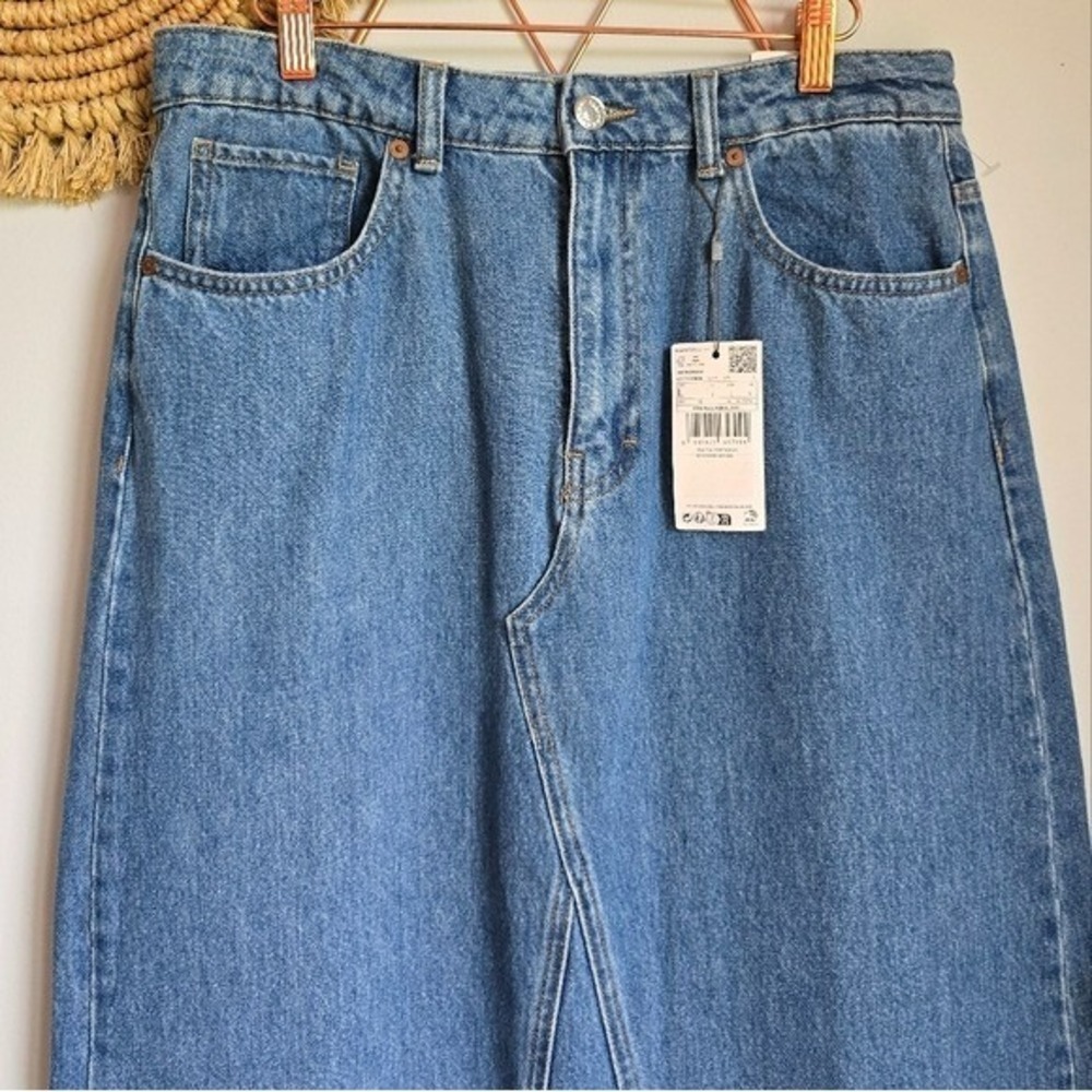Mango MNG NEW Long Maxi Medium Wash Denim Jean Skirt SZ Large Coastal Cowgirl - Picture 3 of 12